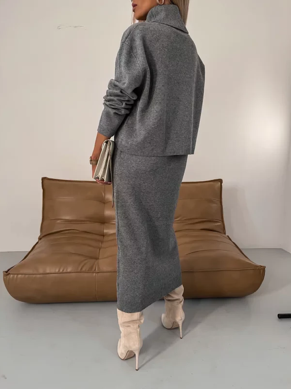 Aïda | gezellige, moderne gebreide herfst-winterset voor dames