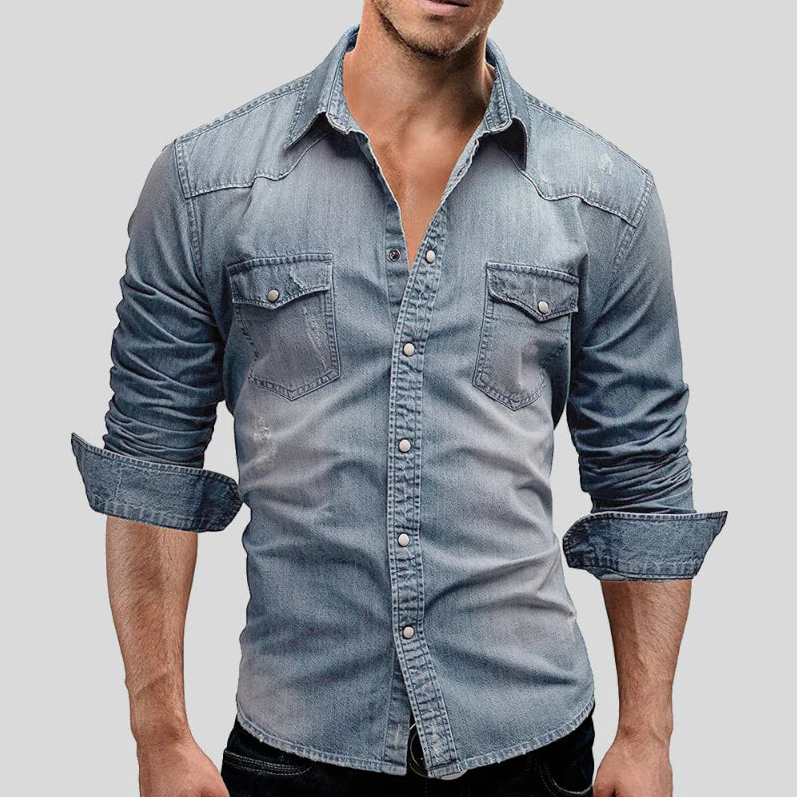 Peter - denim overhemd met lange mouwen