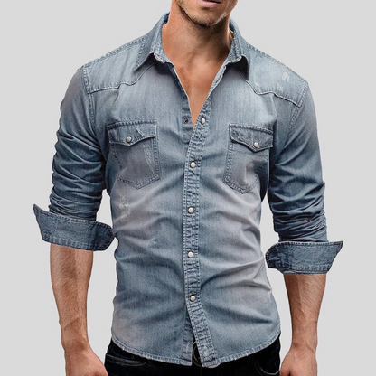 Peter - denim overhemd met lange mouwen