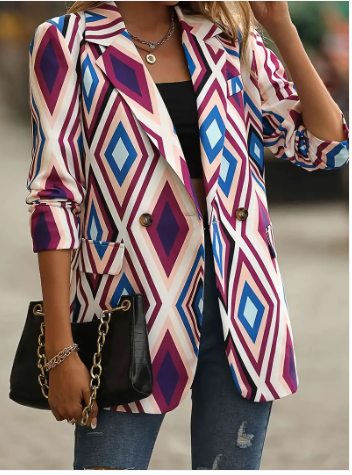 Teena blazer met geometrisch patroon
