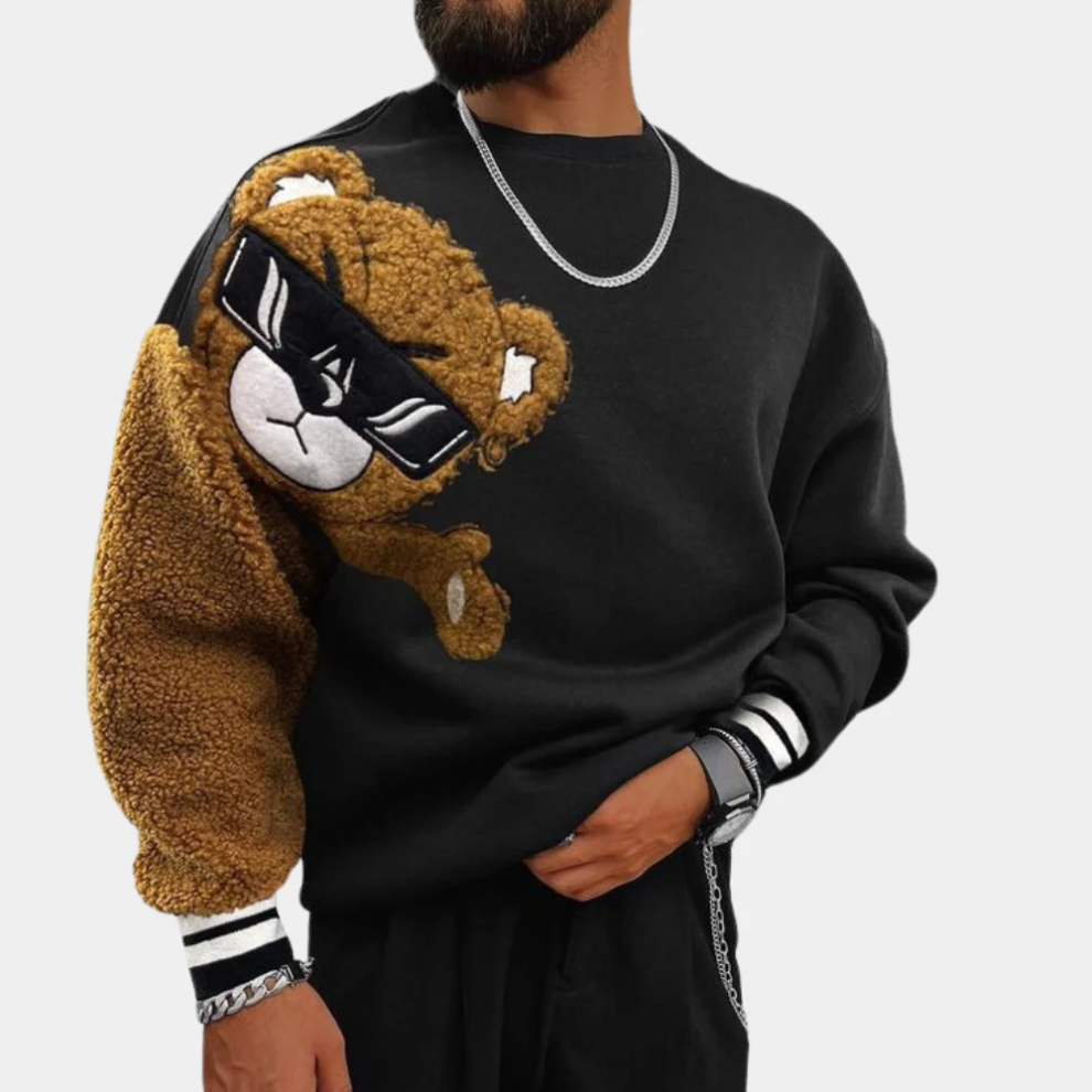 Bernd - sweatshirt met cartoonbeerborduurwerk voor heren