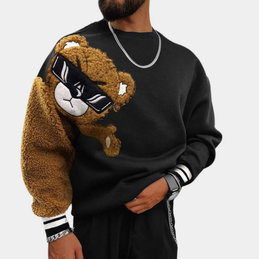 Bernd - sweatshirt met cartoonbeerborduurwerk voor heren
