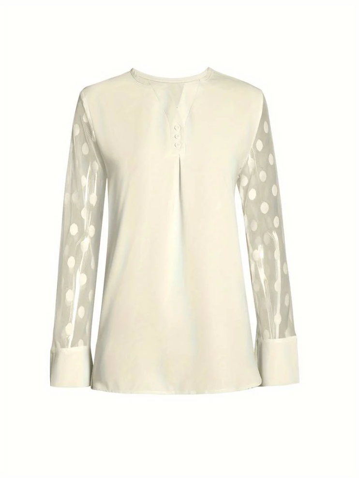 Amalia - gebreide blouse dames v-hals knoopsluiting