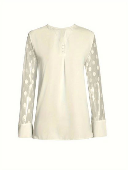Amalia - gebreide blouse dames v-hals knoopsluiting