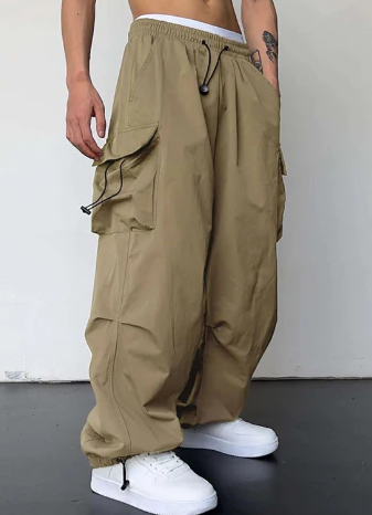 Cargobroek | losse pasvorm | trekkoord | wijde broek | herenkleding