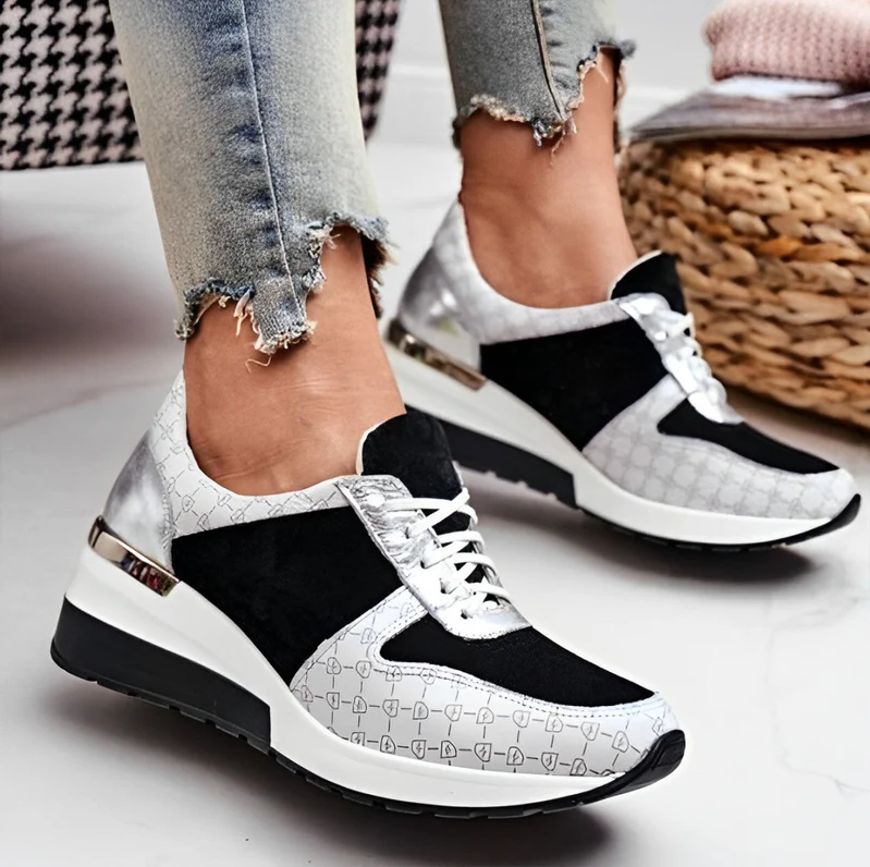 Amelia - wedge sneakers met vetersluiting sportief