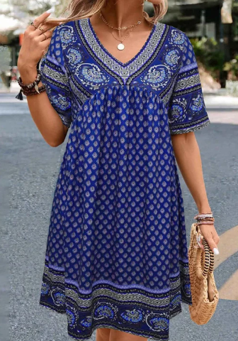 Emily - boho-jurk met retro etnische print
