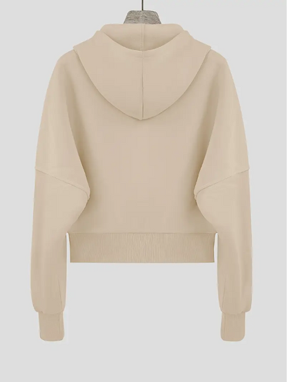 Scharlakenrode cropped katoenen hoodie met rits