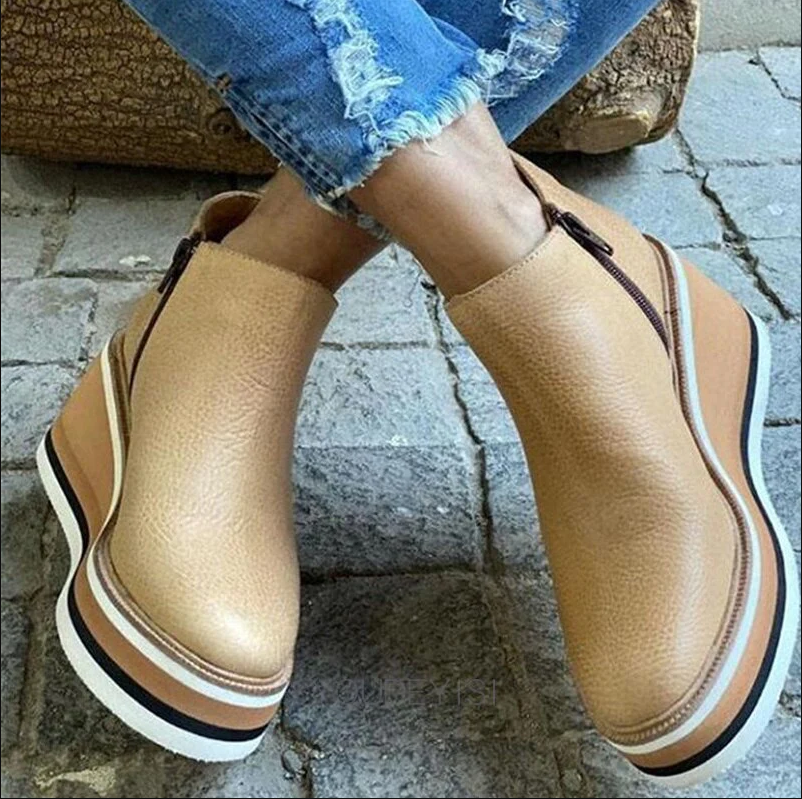 Stijlvolle platform enkellaarzen voor dames