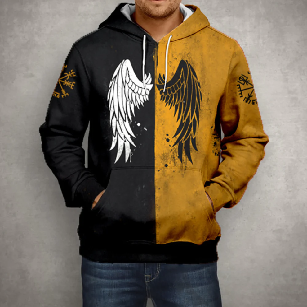 Ludek - herenhoodie met ritssluiting en vleugels