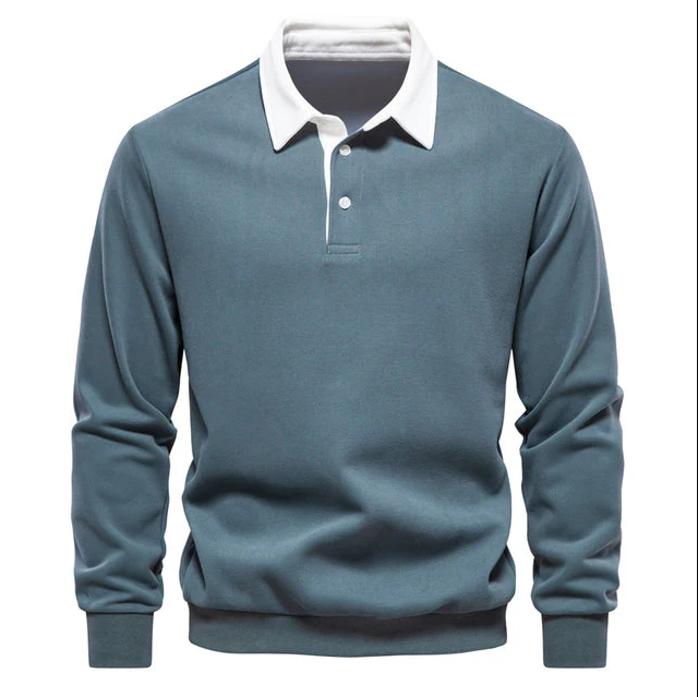 Elegant herenpoloshirt met lange mouwen en klassieke kraag
