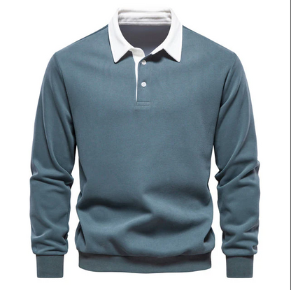 Elegant herenpoloshirt met lange mouwen en klassieke kraag