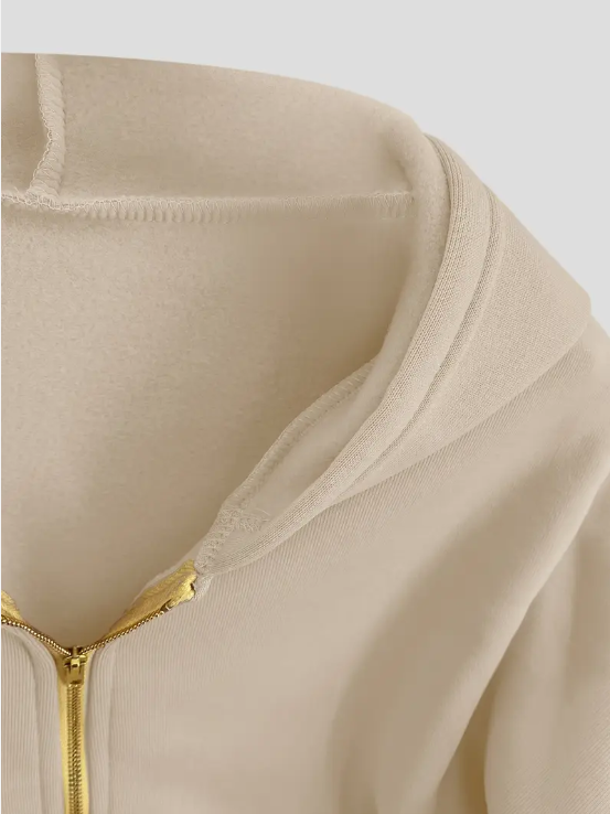 Scharlakenrode cropped katoenen hoodie met rits