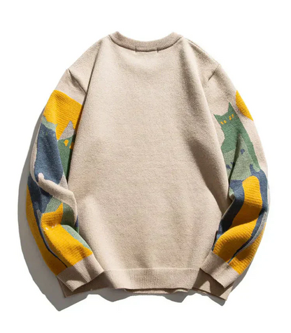 Gebreide damestrui met kattenmotief - gezellig en warm