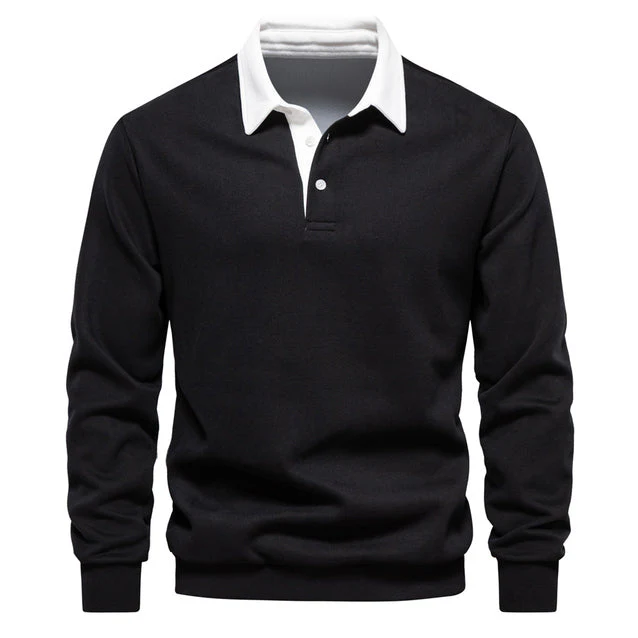 Elegant herenpoloshirt met lange mouwen en klassieke kraag