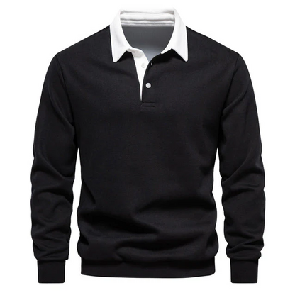 Elegant herenpoloshirt met lange mouwen en klassieke kraag