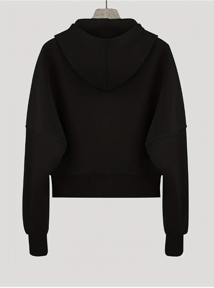 Scharlakenrode cropped katoenen hoodie met rits