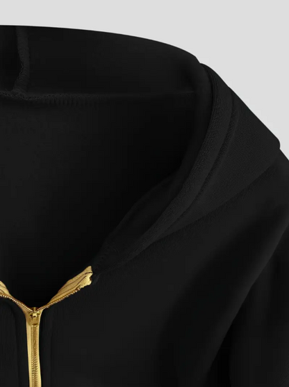 Scharlakenrode cropped katoenen hoodie met rits