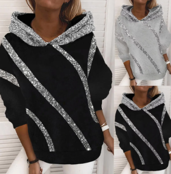 Sia casual hoodie met paillettenprint