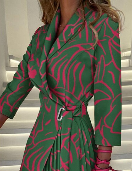 Olivia – damesblazerjurk met herfstprint