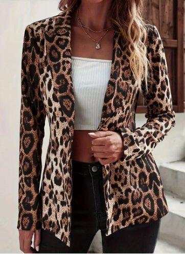 Scarlett elegante blazer met luipaardprint