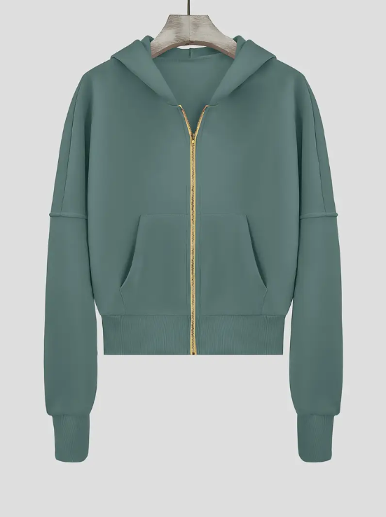 Scharlakenrode cropped katoenen hoodie met rits