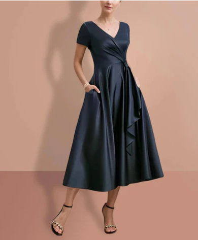 Grace – elegante zwarte midi-jurk