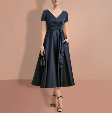 Grace – elegante zwarte midi-jurk