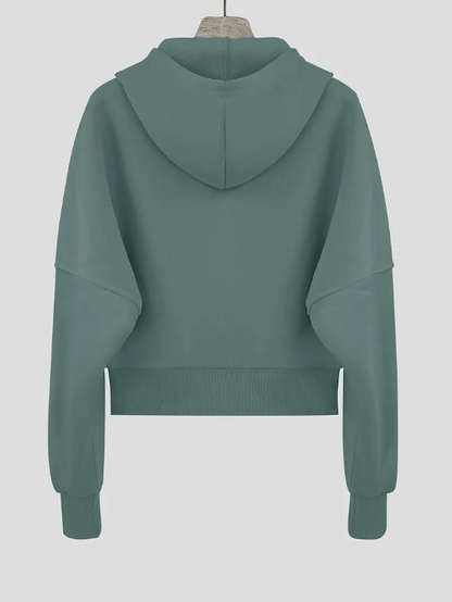 Scharlakenrode cropped katoenen hoodie met rits