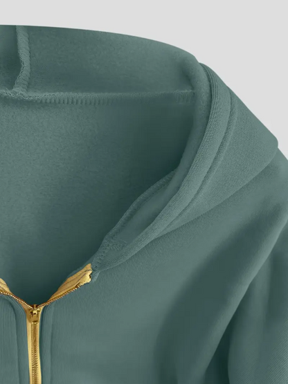 Scharlakenrode cropped katoenen hoodie met rits