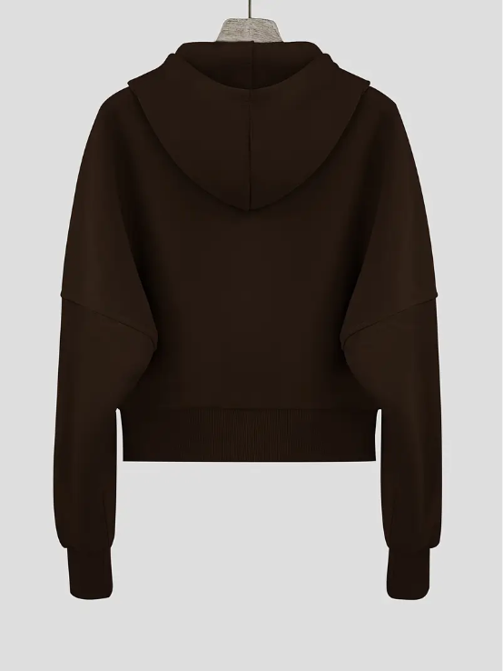 Scharlakenrode cropped katoenen hoodie met rits