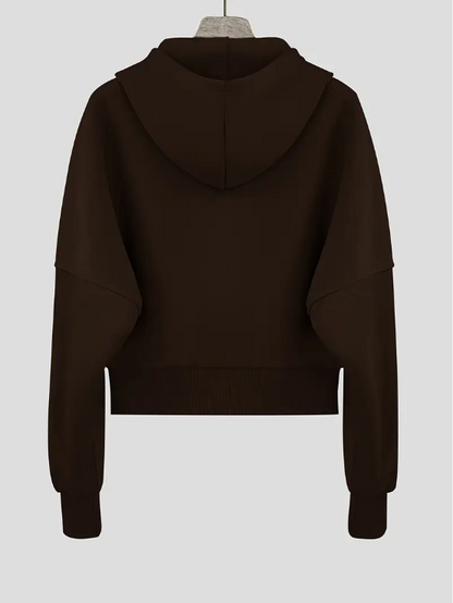 Scharlakenrode cropped katoenen hoodie met rits