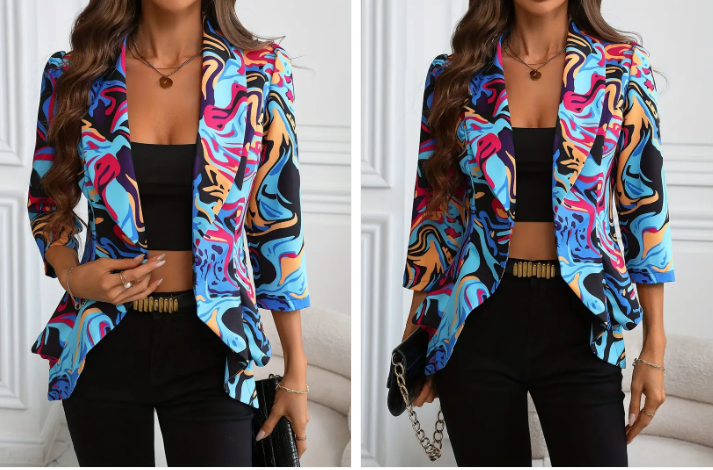 Susannah levendige blazer met abstracte print