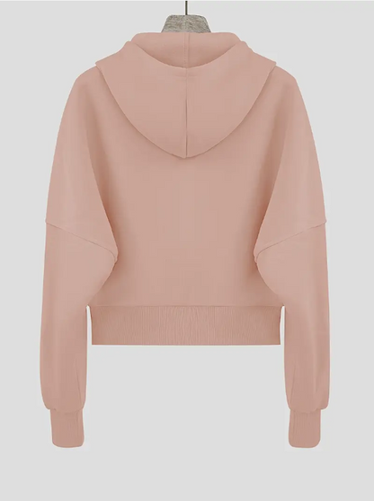 Scharlakenrode cropped katoenen hoodie met rits