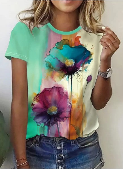 Damia creatief t-shirt met bloemenprint