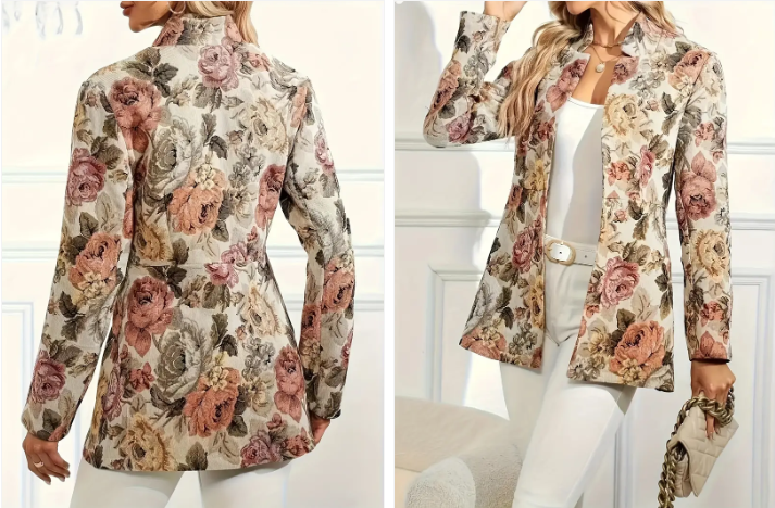 Vintage blazer met bloemen van Remy