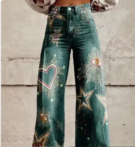 Anzhela - wijde broek met kleurrijke print