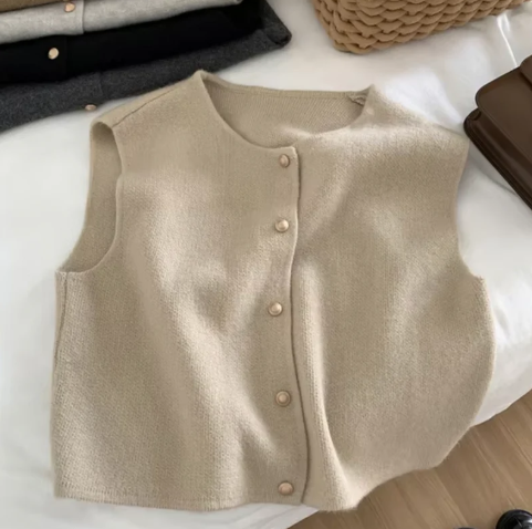 Annabeth gebreid mouwloos vest