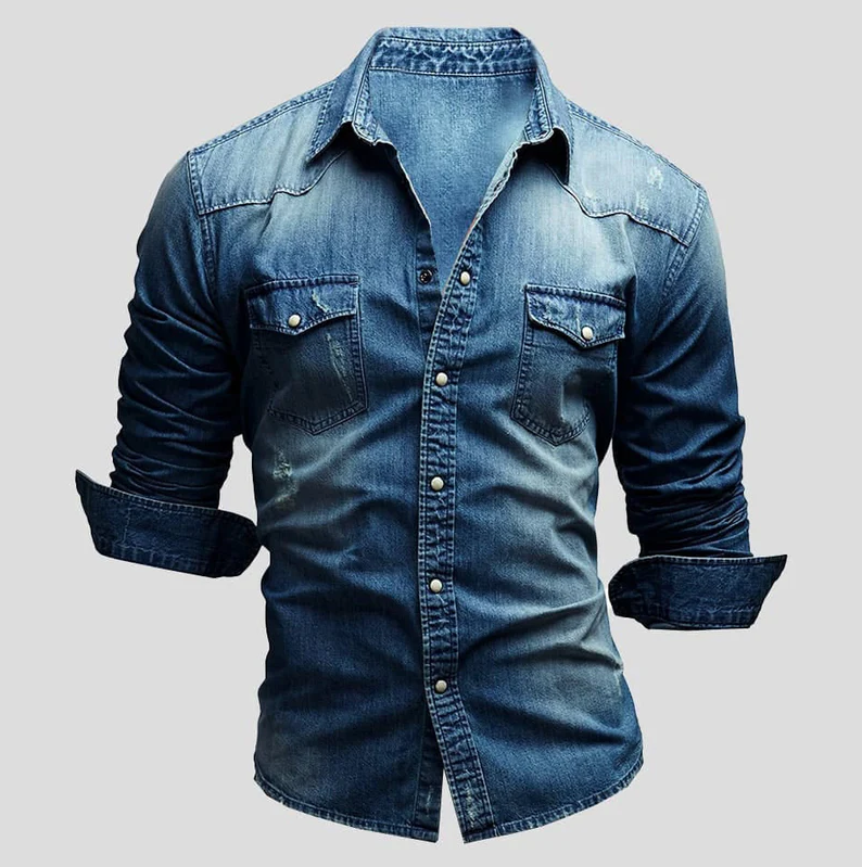 Peter - denim overhemd met lange mouwen