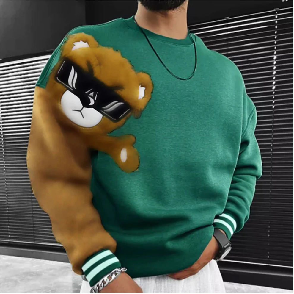 Bernd - sweatshirt met cartoonbeerborduurwerk voor heren