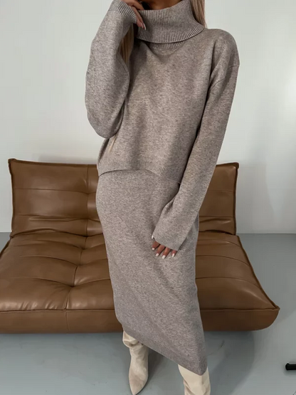 Aïda | gezellige, moderne gebreide herfst-winterset voor dames