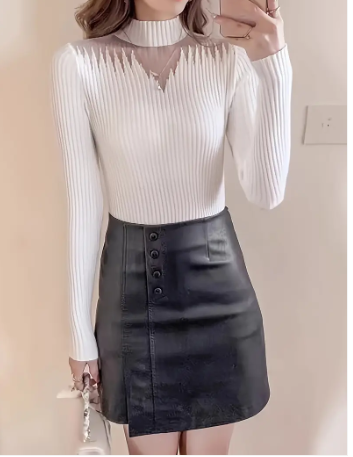 Klea - elegante ribgebreide top