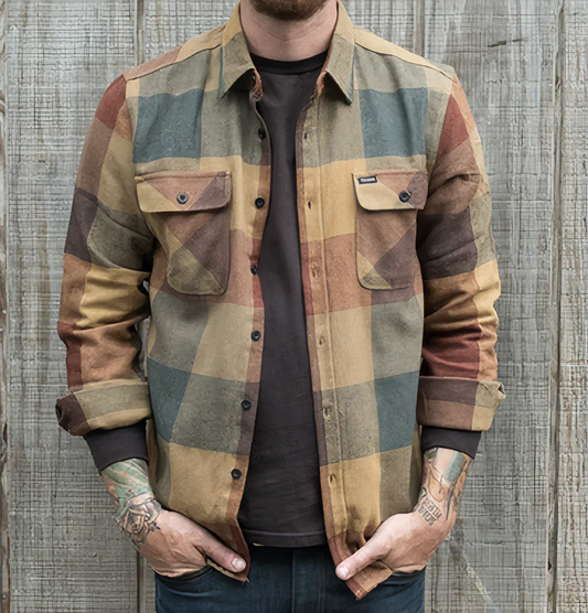 Geruit overhemd met lange mouwen in vintage stijl - Archie