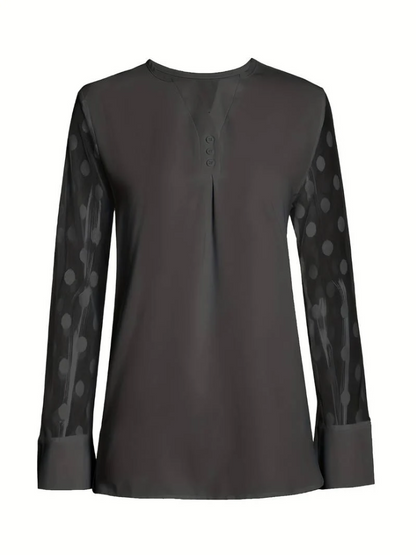 Amalia - gebreide blouse dames v-hals knoopsluiting