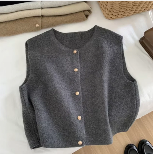 Annabeth gebreid mouwloos vest