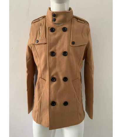Herenwinterjas - elegante trenchcoat met opstaande kraag en thermische afdichting