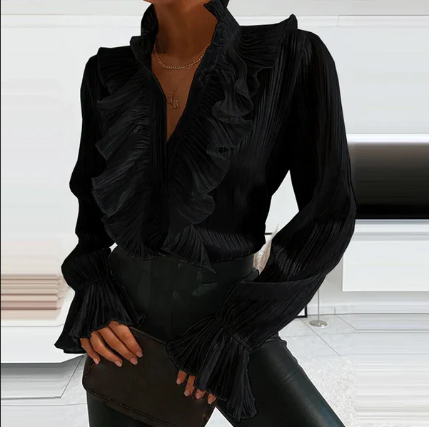 Matilda - blouse met ruches en lange mouwen