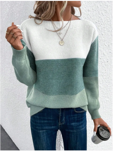 Nalia - elegante driekleurige patchwork trui