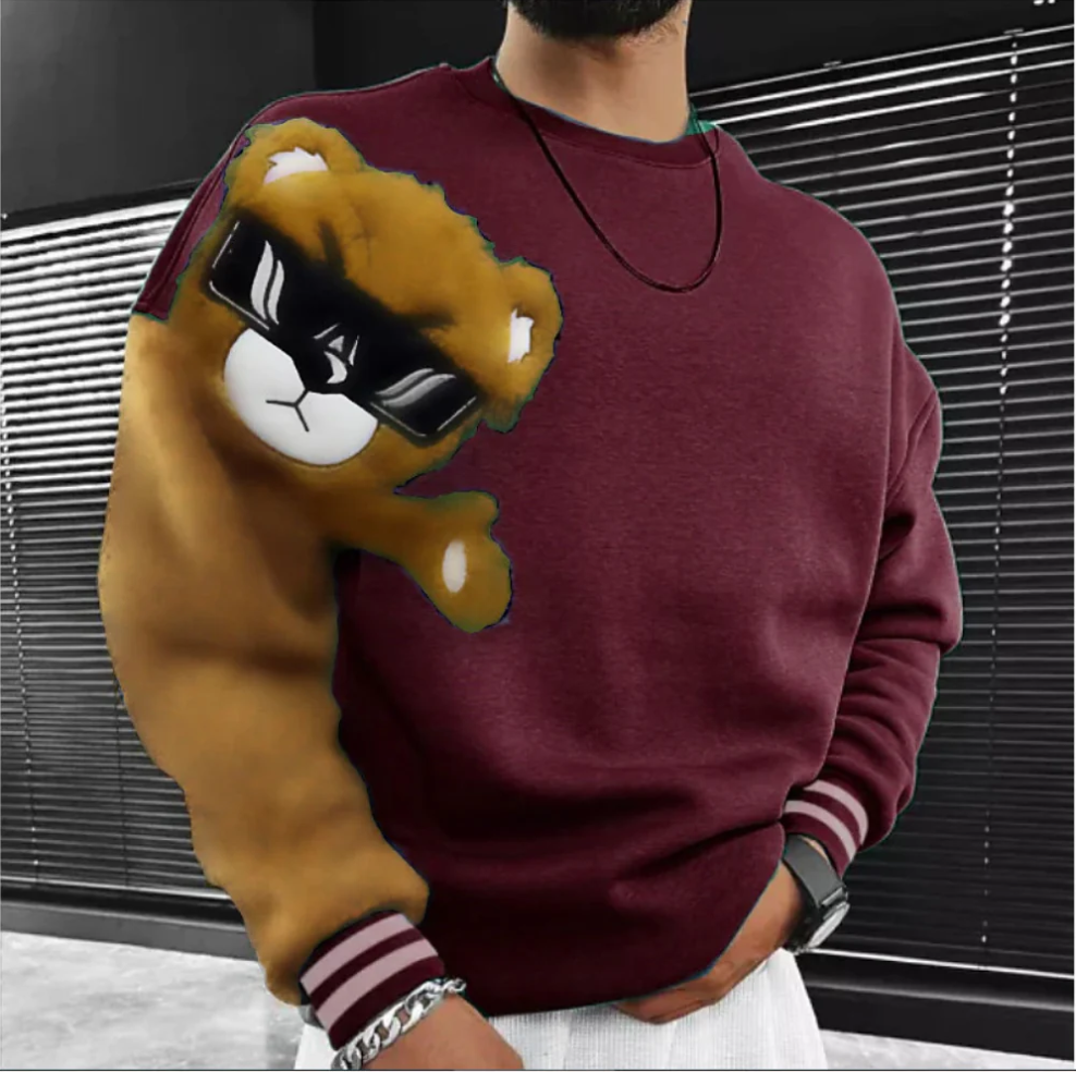Bernd - sweatshirt met cartoonbeerborduurwerk voor heren