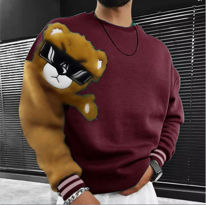Bernd - sweatshirt met cartoonbeerborduurwerk voor heren